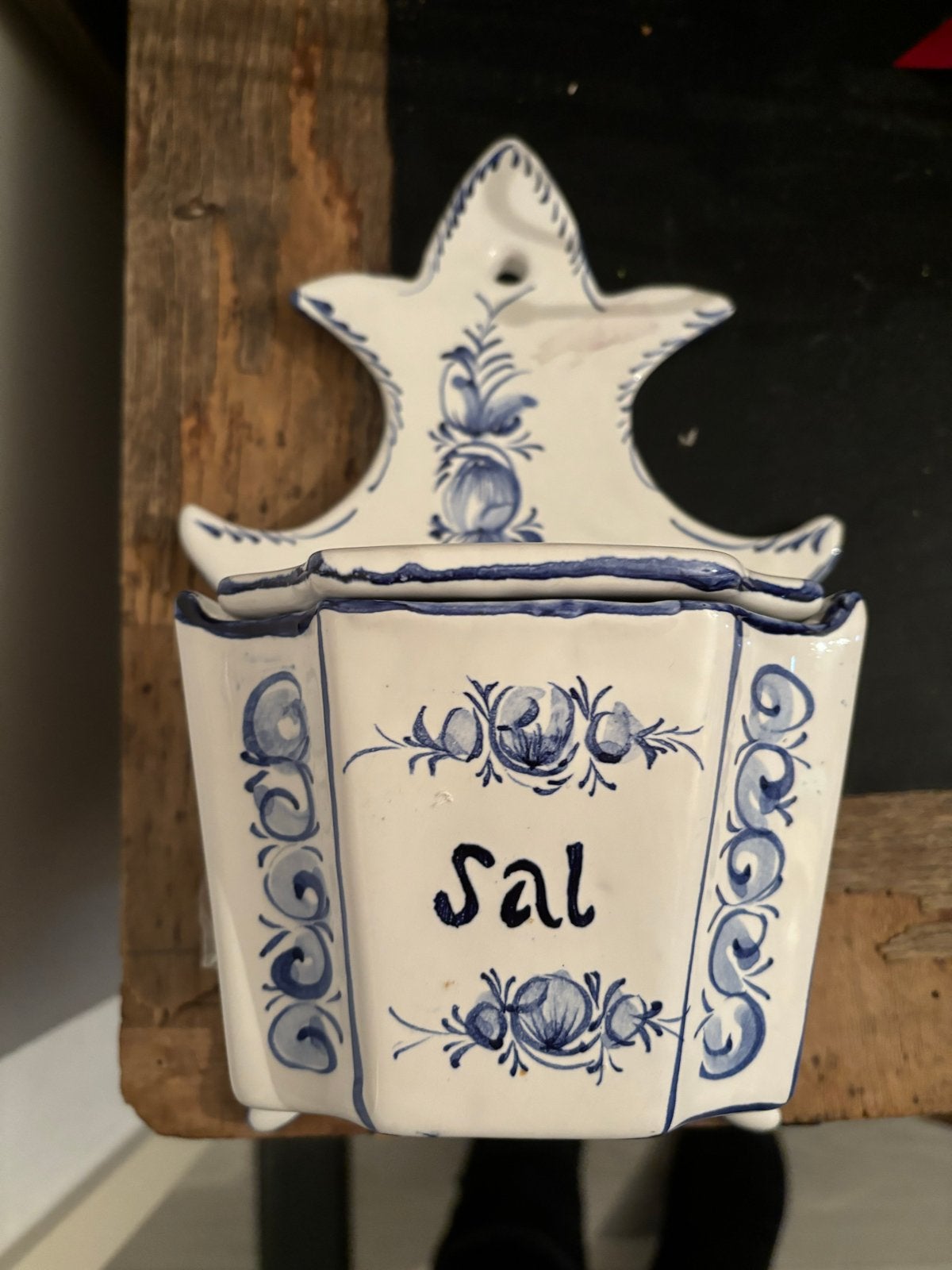 Antieke Delfts Blauw Porseleinen Zoutpot, Ophalen of Verzenden