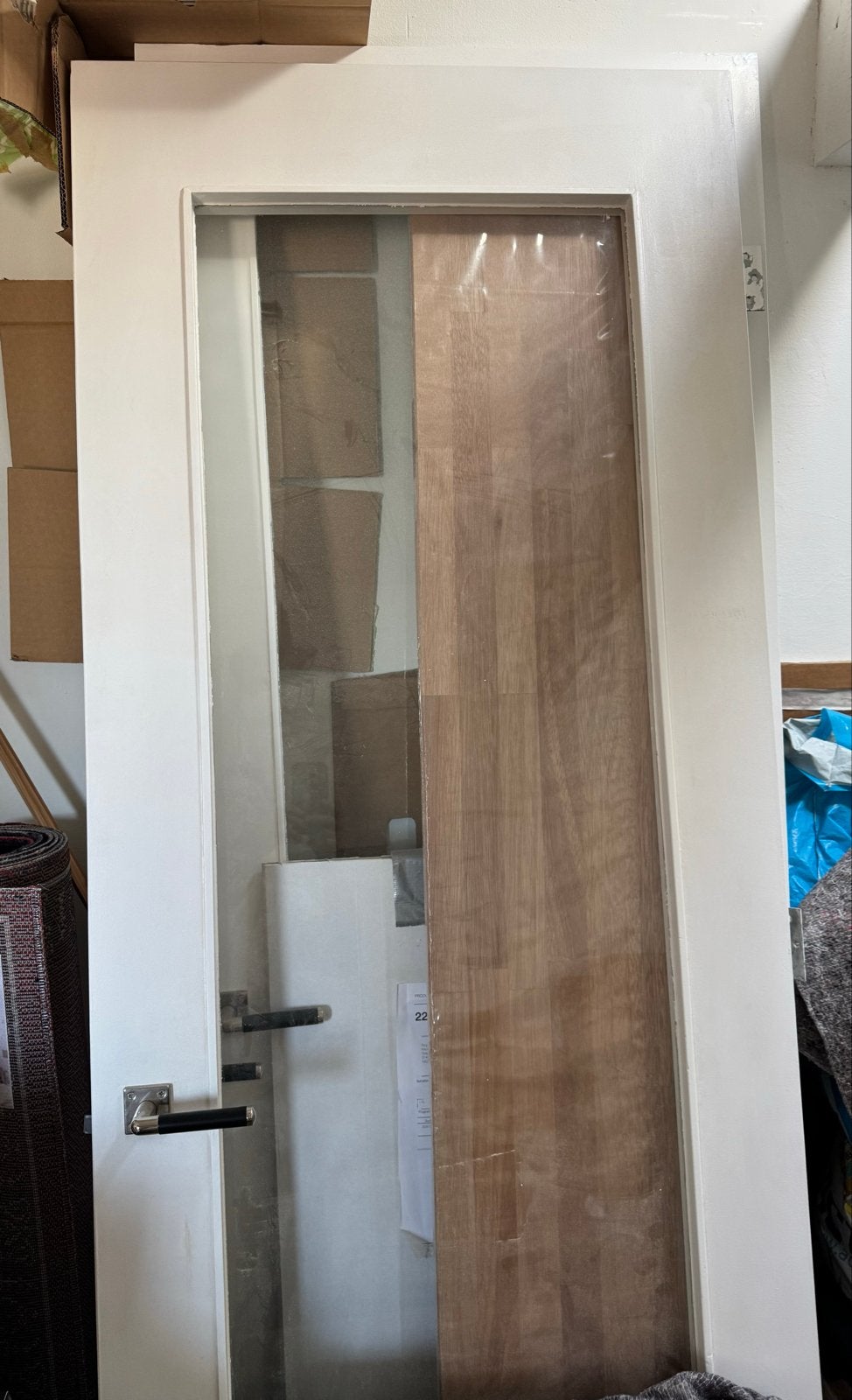Twee witte vintage binnendeuren met glas., Doe-het-zelf en Verbouw, Ophalen, Gebruikt, Minder dan 80 cm, Binnendeur