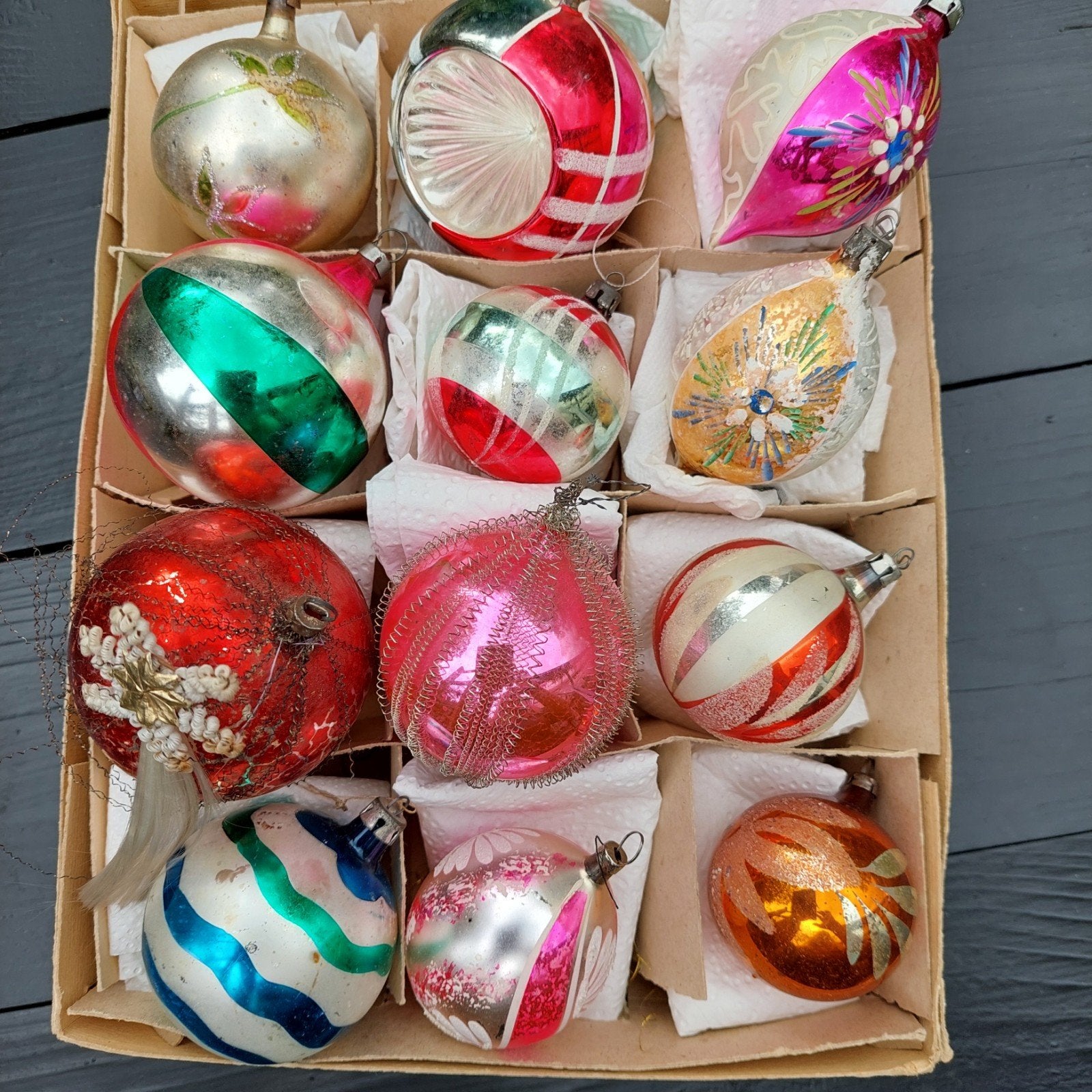 oude kerst/antieke glazen kerstballen, Ophalen of Verzenden