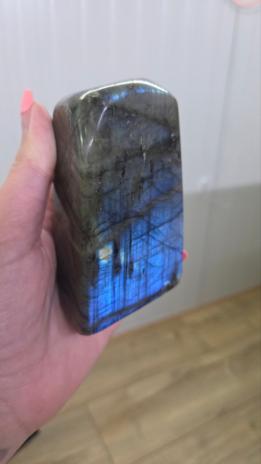 Mooie Labradoriet Freeform - 470 gram, 9,5 x 6 cm, Verzamelen, Ophalen of Verzenden