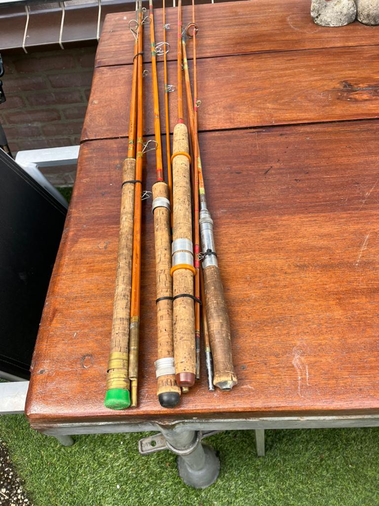 Vintage Split Cane Hengels - Set van 4, Ophalen of Verzenden, Gebruikt, Werphengel