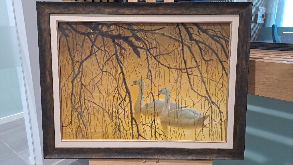 Elwin van der Kolk - Schilderij 'twee zwanen'' 2002, Antiek en Kunst, Kunst | Schilderijen | Klassiek, Ophalen