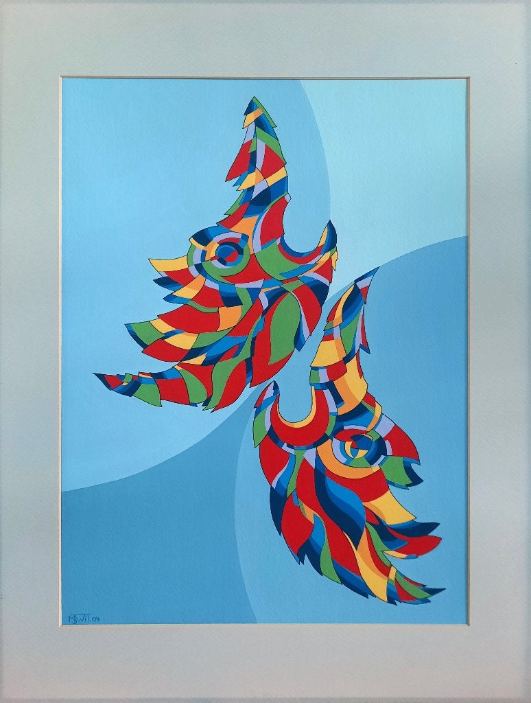 Abstract links - M. den Wit, Abstract, Acrylverf, Papier/karton, Ophalen of Verzenden