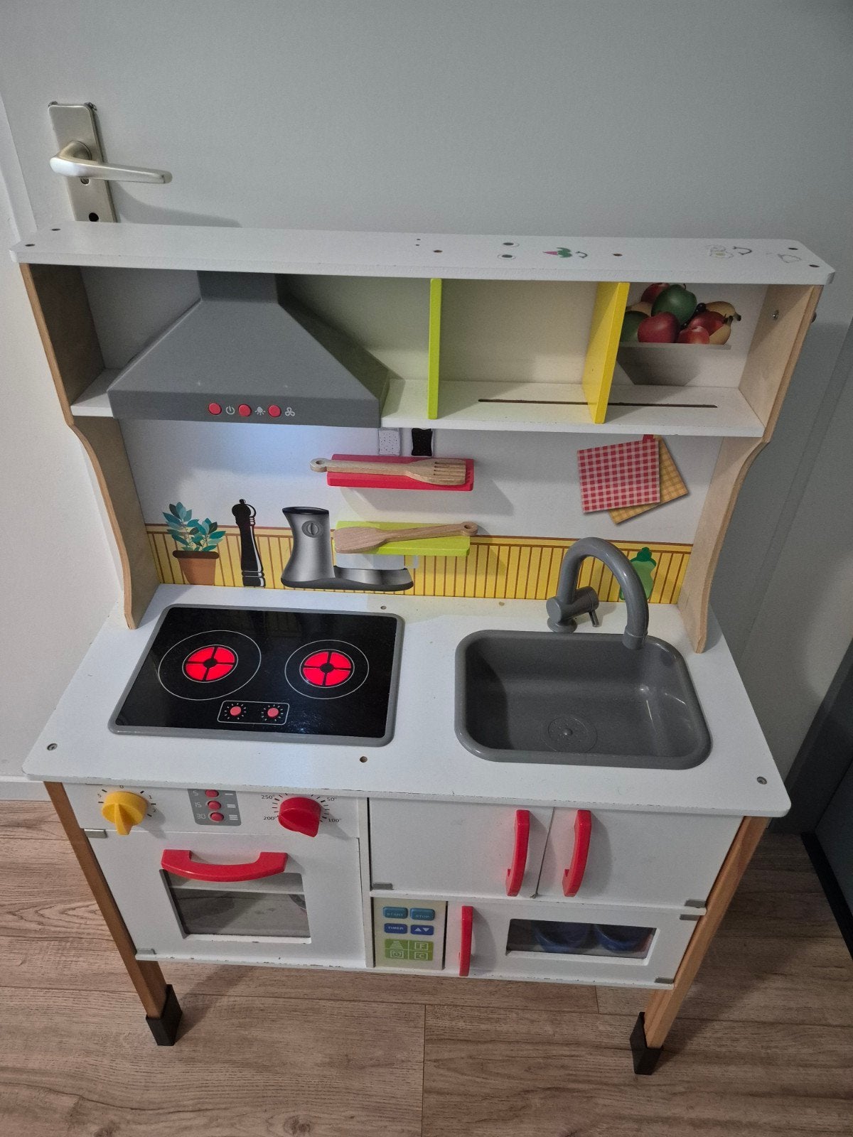 Houten kinderkeuken met accessoires, Kinderen en Baby's, Ophalen, Gebruikt, Hout, Speelkeuken
