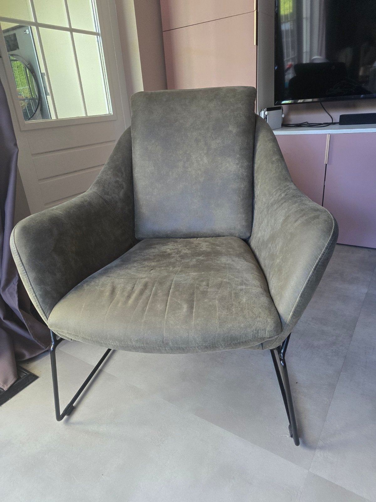 Mooie industriële fauteuil / stoel – Donkergroen, Ophalen, Overige kleuren, Metaal, Eén