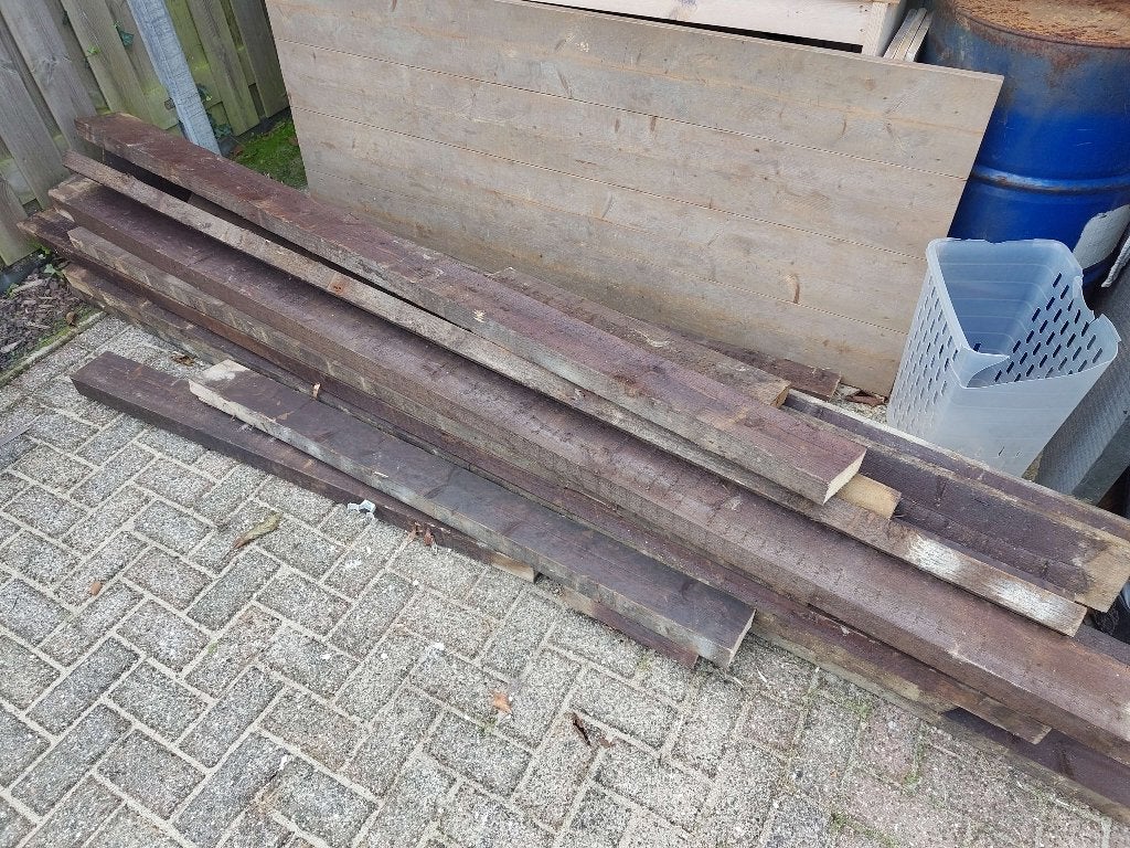 Partij vloerbalken jaren 60 woning, Doe-het-zelf en Verbouw, Gebruikt, 25 tot 50 mm, Balk, Minder dan 200 cm