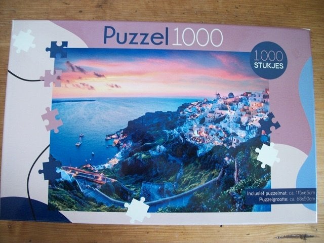 Puzzel 1000 stukjes:  Bergdorpje  ( incl Puzzelmat ), Ophalen of Verzenden, 500 t/m 1500 stukjes, Zo goed als nieuw, Legpuzzel