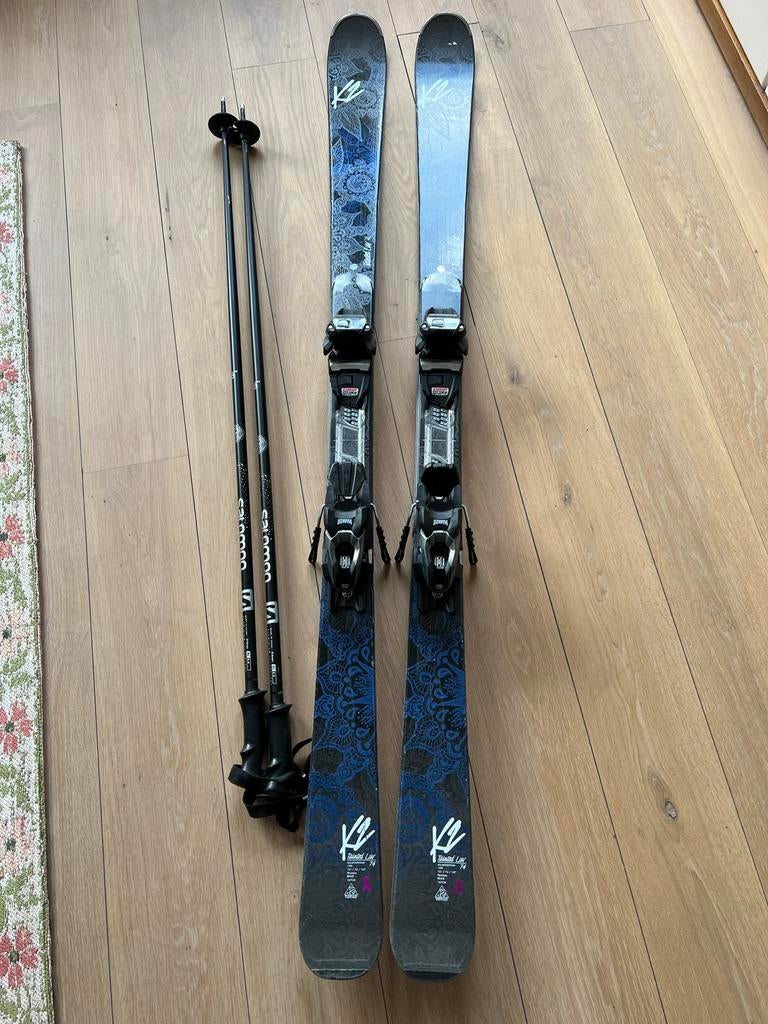 K2 Tainted Luv ski's met stokken, 1,67m, 160 tot 180 cm, Gebruikt, Skiën, Ski's