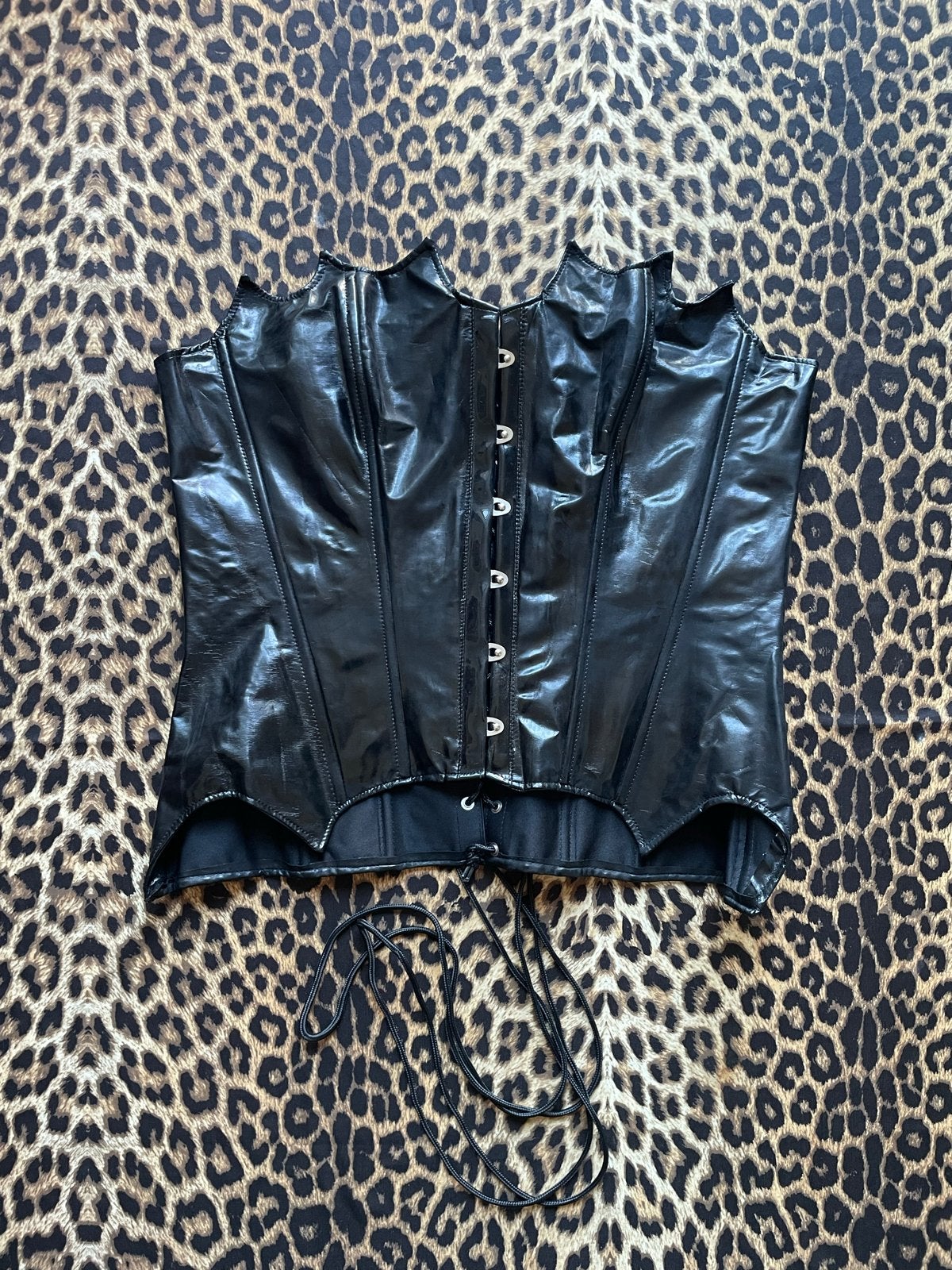 Wetlook dominatrix fetisj corset met harde baleinen, Verzenden, Zwart, Body of Korset