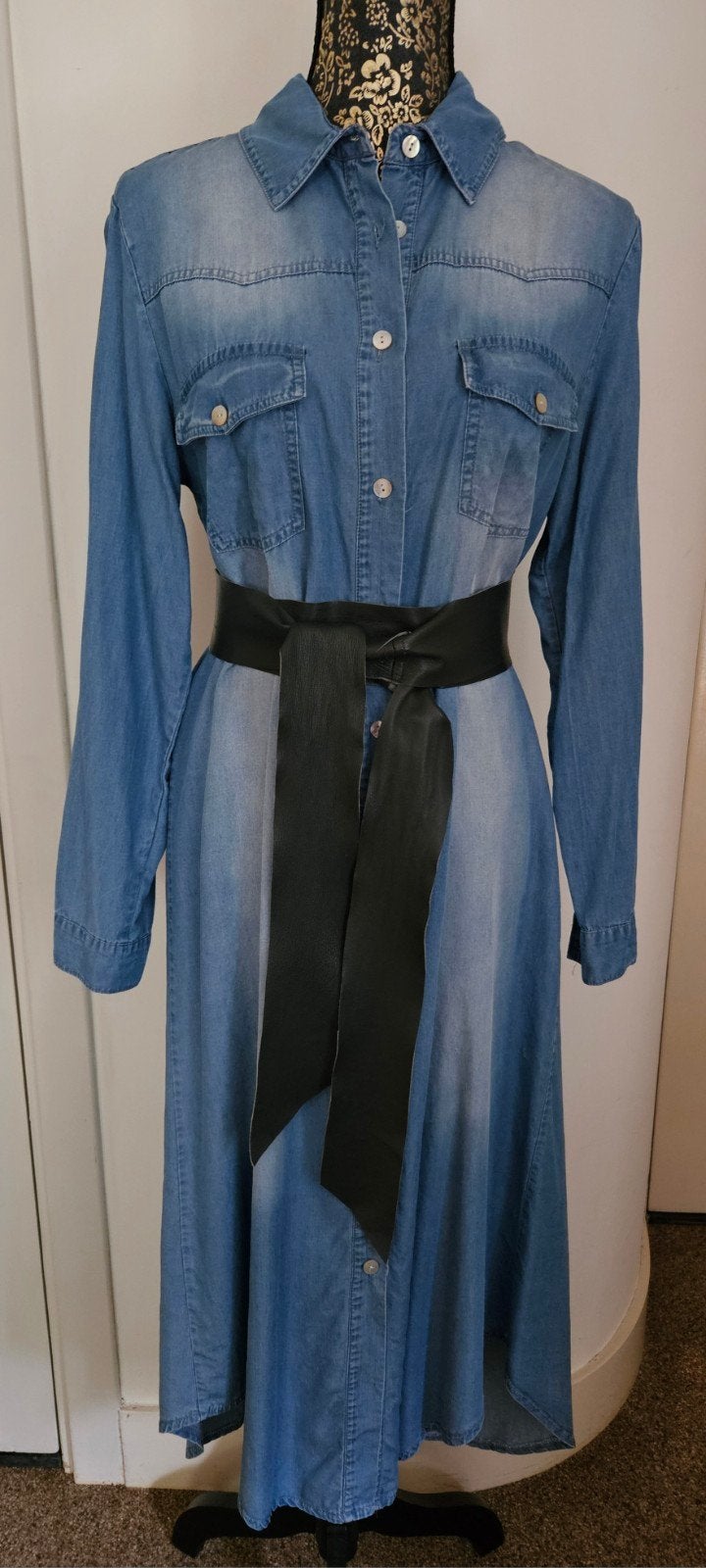NAYYAR Lyocell Denim Jurk - Maat L, Kleding | Dames, Blauw, Maat 42/44 (L), Ophalen of Verzenden, Zo goed als nieuw