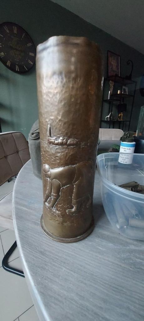 WO1 Kogelhuls met Unieke Bedrukking - Decoratief Stuk, Verzamelen, Militaria | Tweede Wereldoorlog, Ophalen of Verzenden, Landmacht