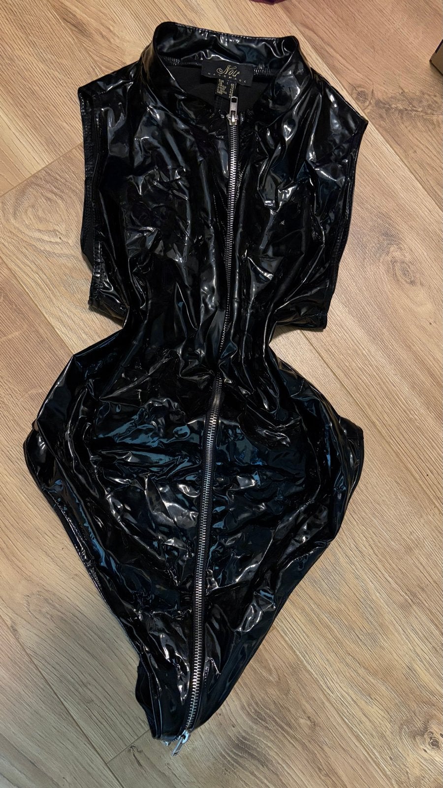 Zwarte lak body met rits - Noir Handmade, Kleding | Dames, Ondergoed en Lingerie, Verzenden, Zwart, Body of Korset