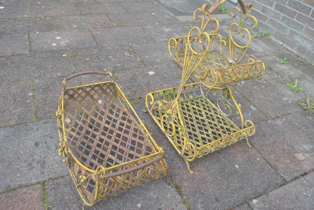 Etagere met mand, frans brocante, Ophalen of Verzenden