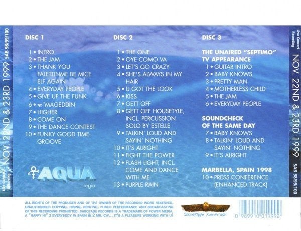 Prince - AQUA REGIA 1999 Aftershow Madrid (3CD), Cd's en Dvd's, Import, Live-album, Nieuw in verpakking, Verzenden