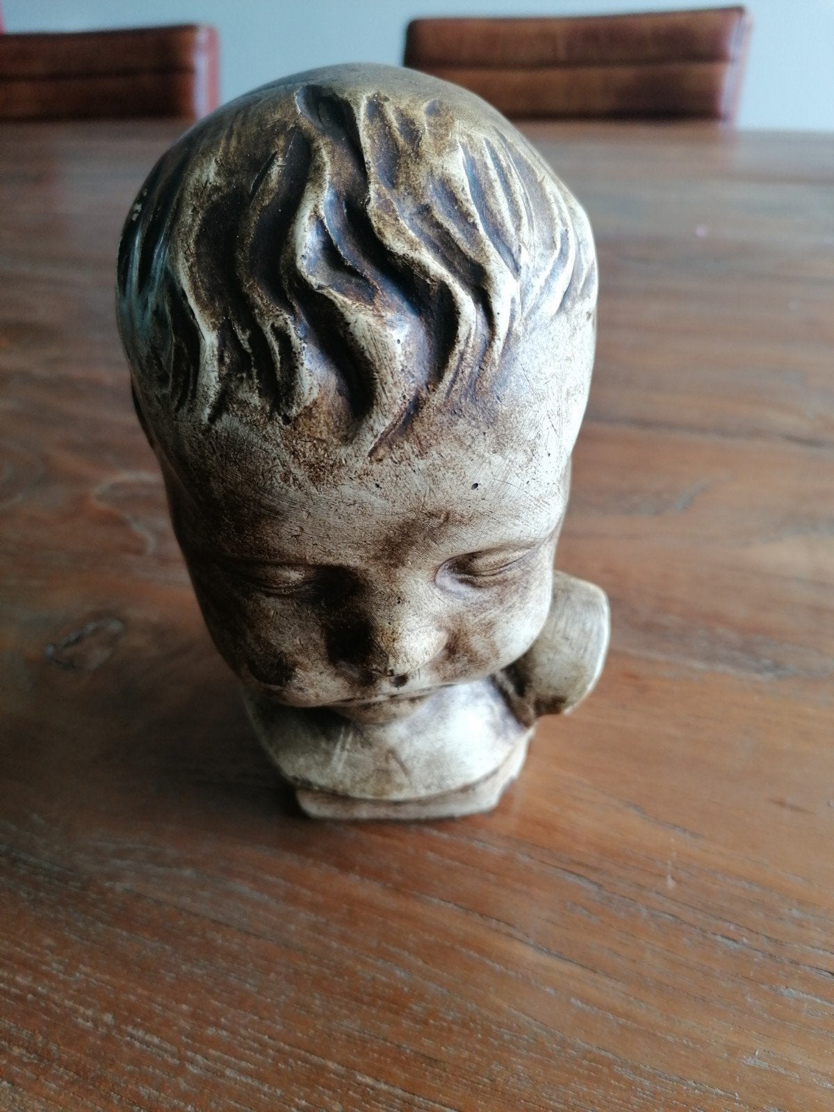 Vintage Paridur Beeldje Babyhoofd - Uniek Decoratief Stuk, Ophalen of Verzenden