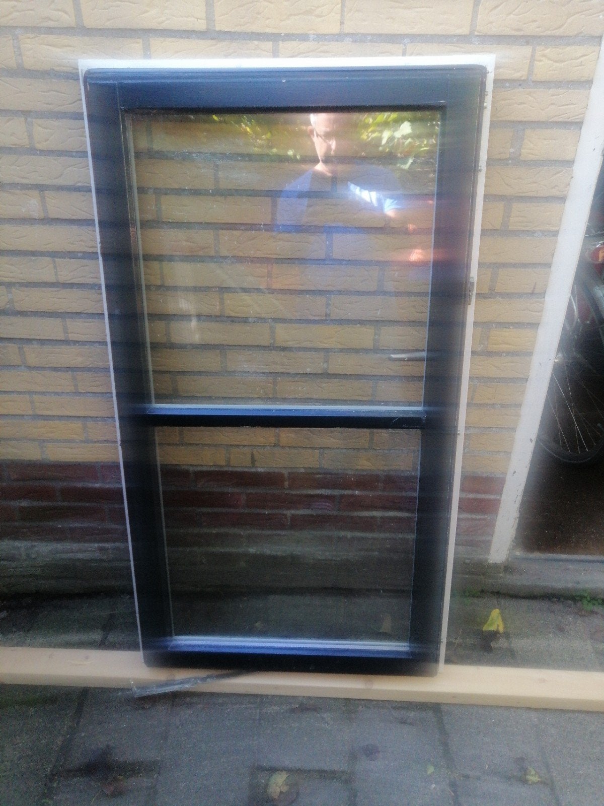 hardhouten gevelraam met dubbelglas, Ophalen, Gevelraam of Ruit, Gebruikt, 80 tot 120 cm