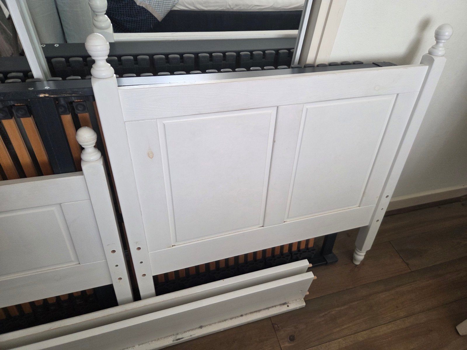 Wit houten eenpersoonsbed kinderbed tienerbed, Ophalen, 85 tot 100 cm, Gebruikt, Lattenbodem