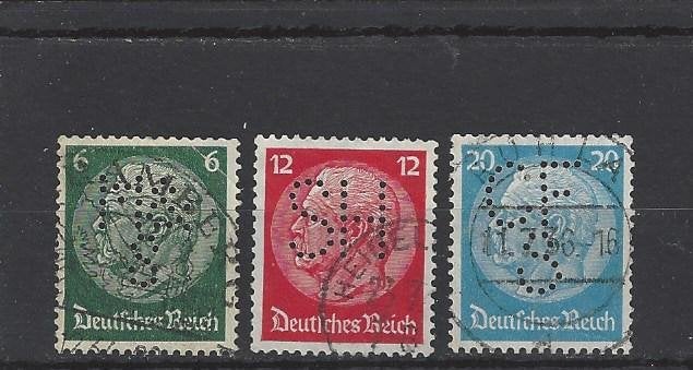 Duitsland, Duitse Rijk Michelnummers 516-519-521 perfins, Verzenden, Overige periodes, Gestempeld