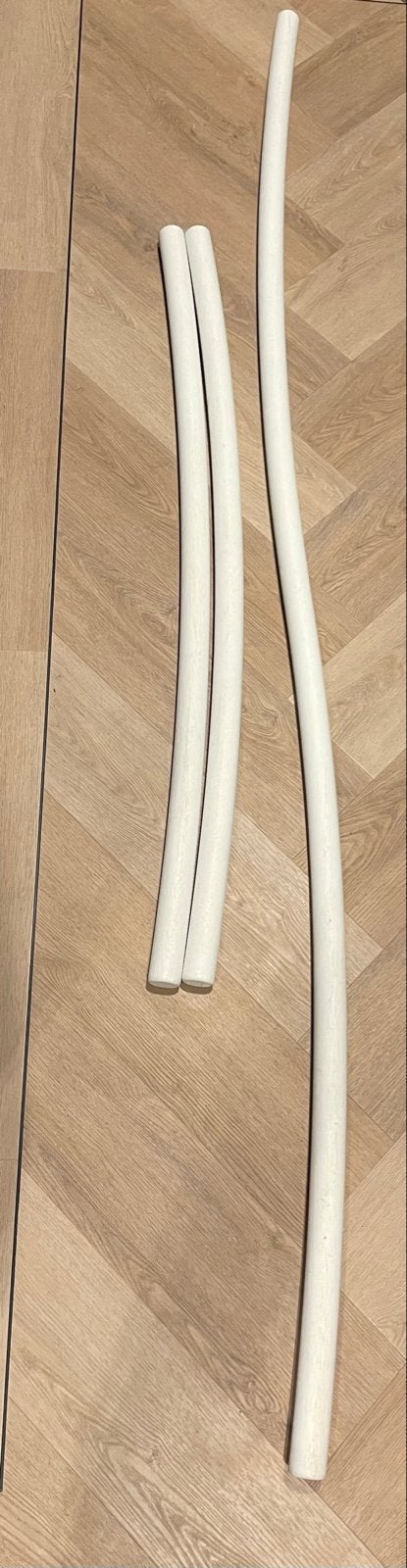 Witte gebogen houten trapleuningen (3 stuks), Huis en Inrichting, Overige Huis en Inrichting, Ophalen, Gebruikt