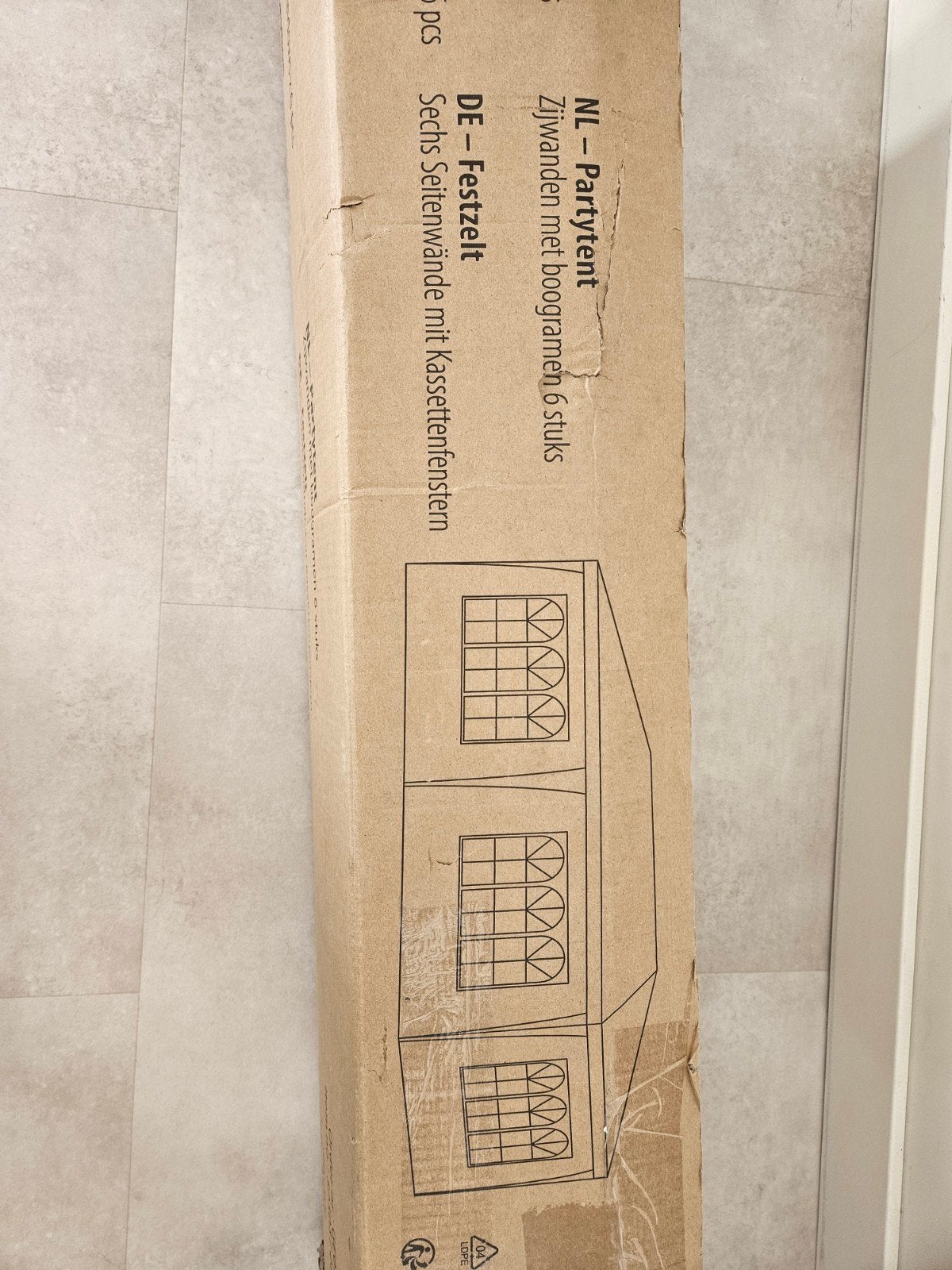 witte Partytent met zijwanden met boogramen, Ophalen, Partytent, Minder dan 4 meter, Zo goed als nieuw