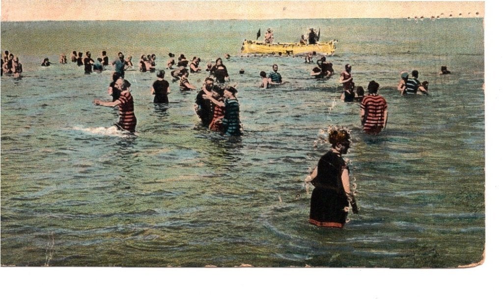 Oude Ansichtkaart Scheveningen Gemengde Baden 1928, Ophalen of Verzenden, 1920 tot 1940, Gelopen