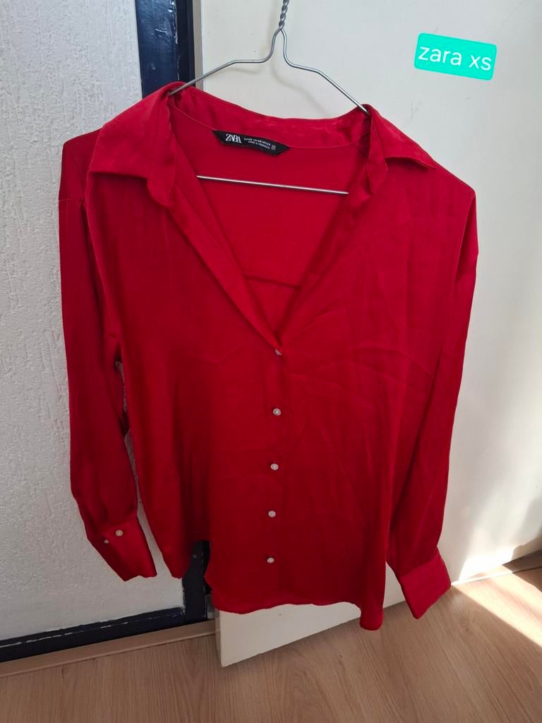 Rode blouse zara xs, Zara, Ophalen of Verzenden, Zo goed als nieuw, Maat 34 (XS) of kleiner