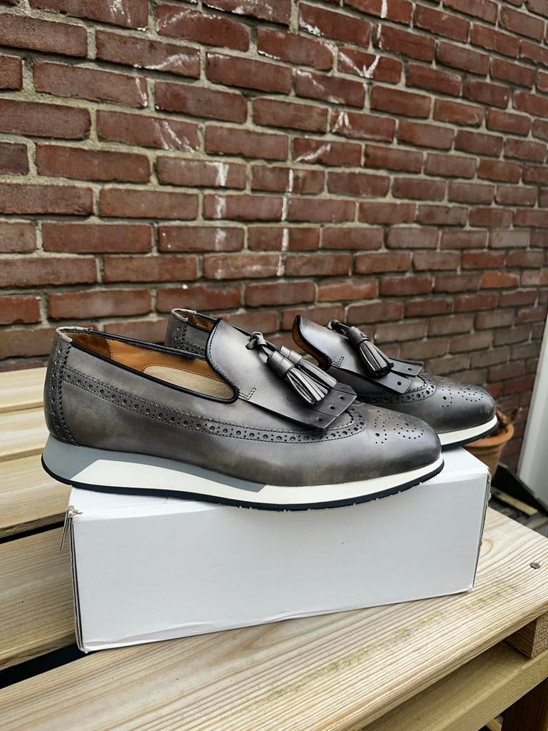 Santoni Loafers Grijs - Maat 41, Ophalen of Verzenden, Zo goed als nieuw, Overige kleuren, Loafers