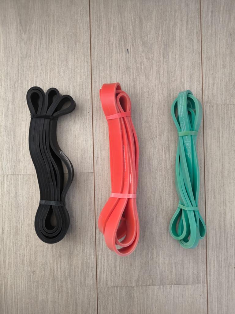 Set van 3 weerstandsbanden - Diverse sterktes, Sport en Fitness, Fitnessmaterialen, Ophalen of Verzenden, Zo goed als nieuw, Benen