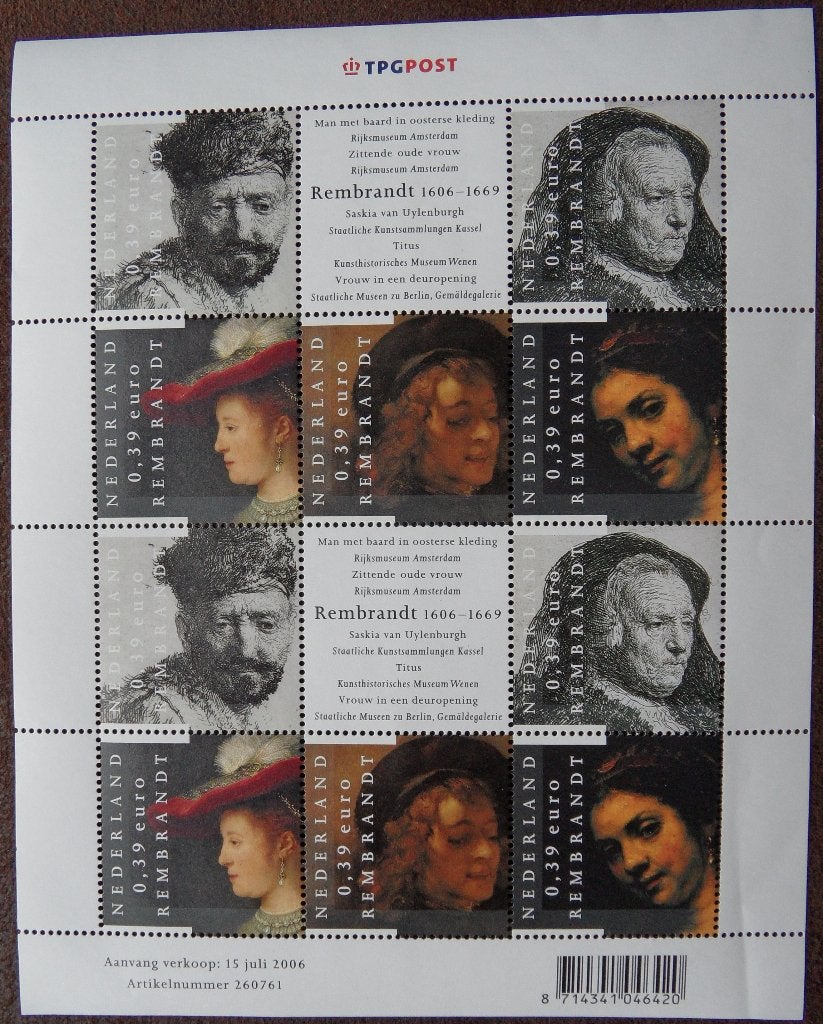Velletje postzegels –  Rembrandt 1606-1669, Verzenden, Postfris