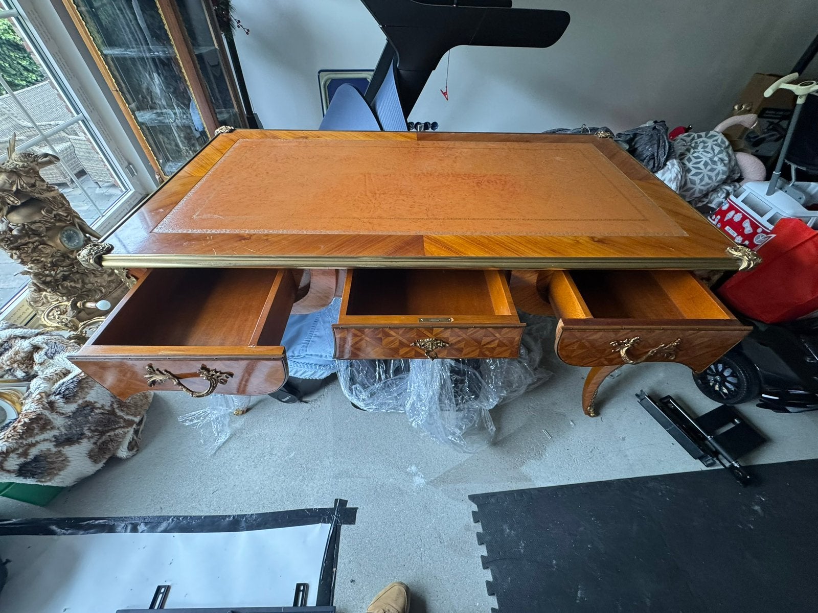 Prachtig antiek Frans bureau Louis XV stijl marqueterie, Ophalen