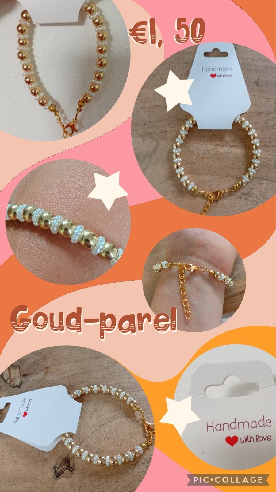 Gouden parel armband!, Ophalen of Verzenden, Nieuw, Goud, Goud