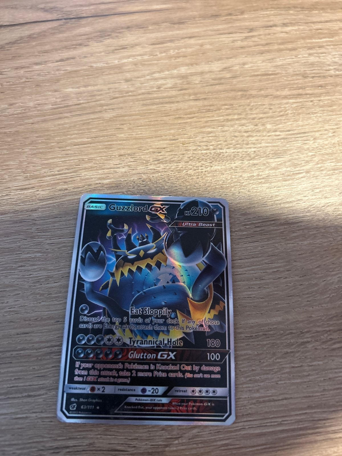 Guzzlord GX Pokémon kaart - Ultra Beast, Ophalen of Verzenden, Gebruikt, Losse kaart