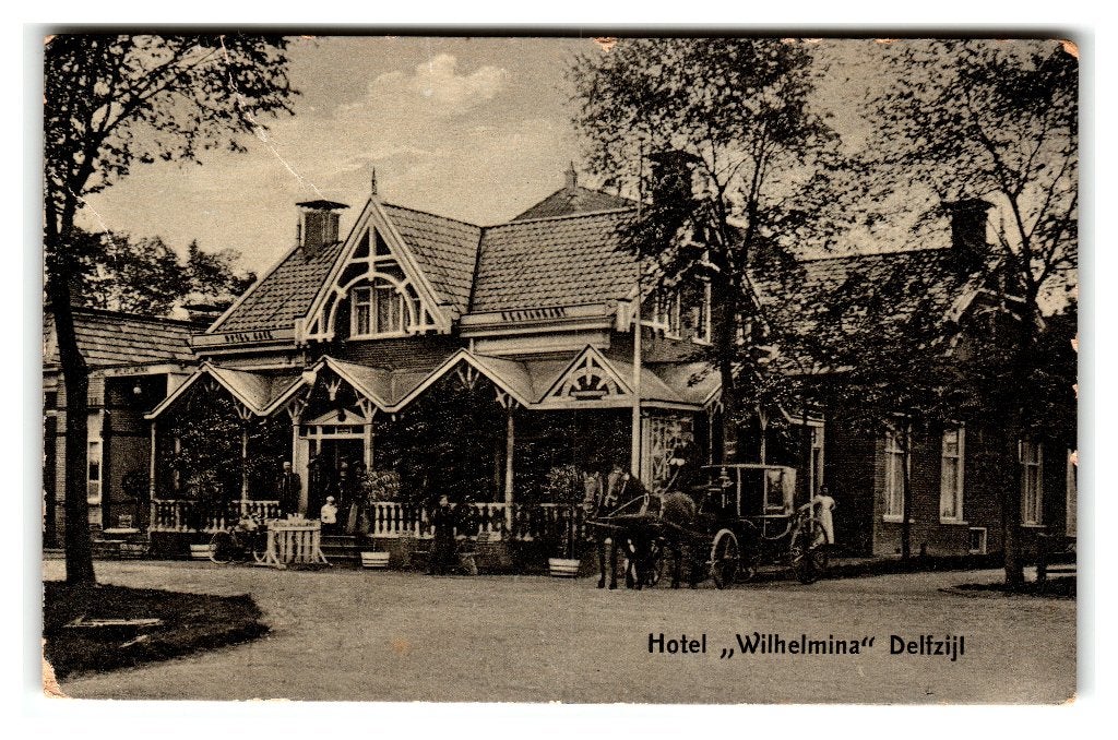 Delfzijl, Hotel "Wilhelmina", Verzamelen, Ophalen of Verzenden, 1920 tot 1940, Gelopen, Groningen