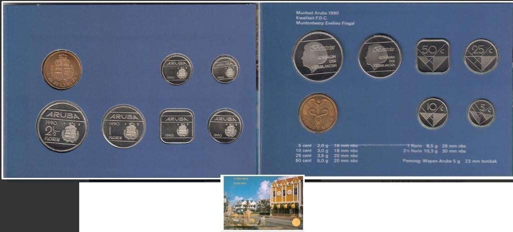 Aruba FDC set 1990, Postzegels en Munten, Munten | Nederland, Verzenden, Koningin Beatrix, Overige waardes