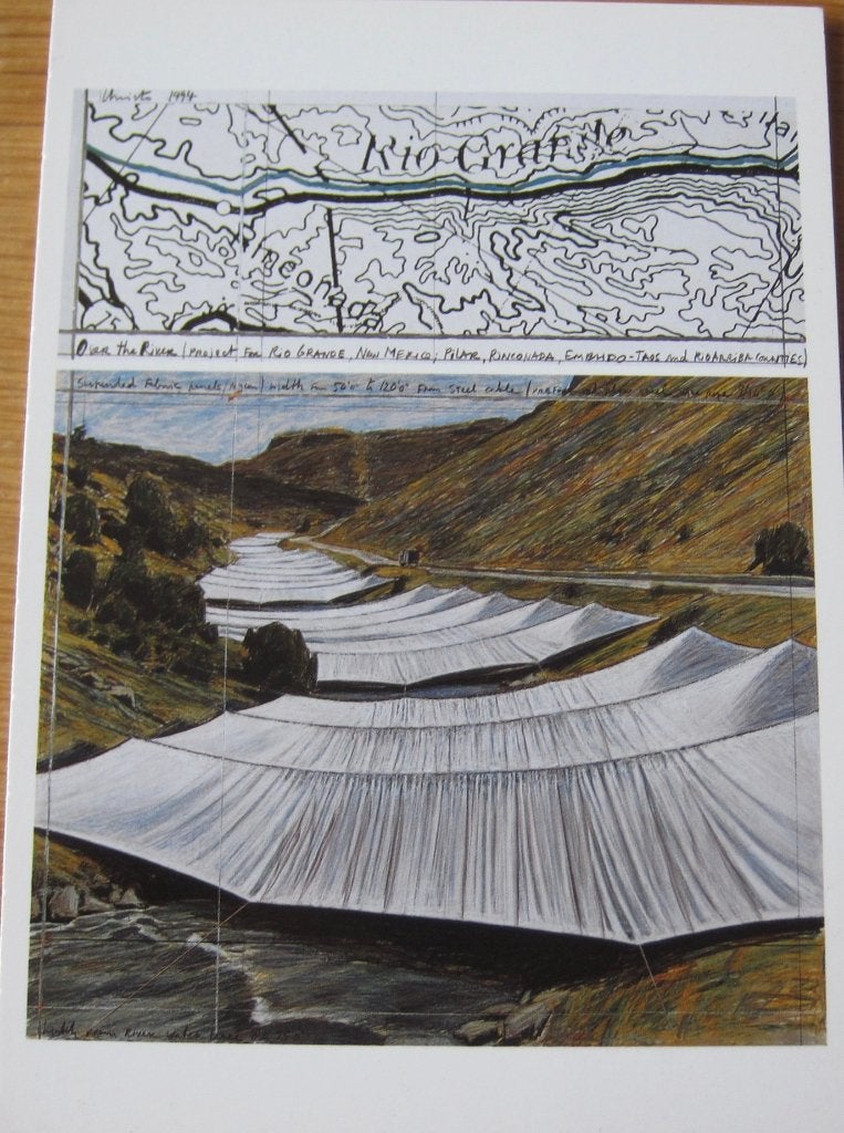 Christo - tekening van het rivier project in de Rio Grande, Verzenden, 1980 tot heden, Ongelopen, Overige thema's