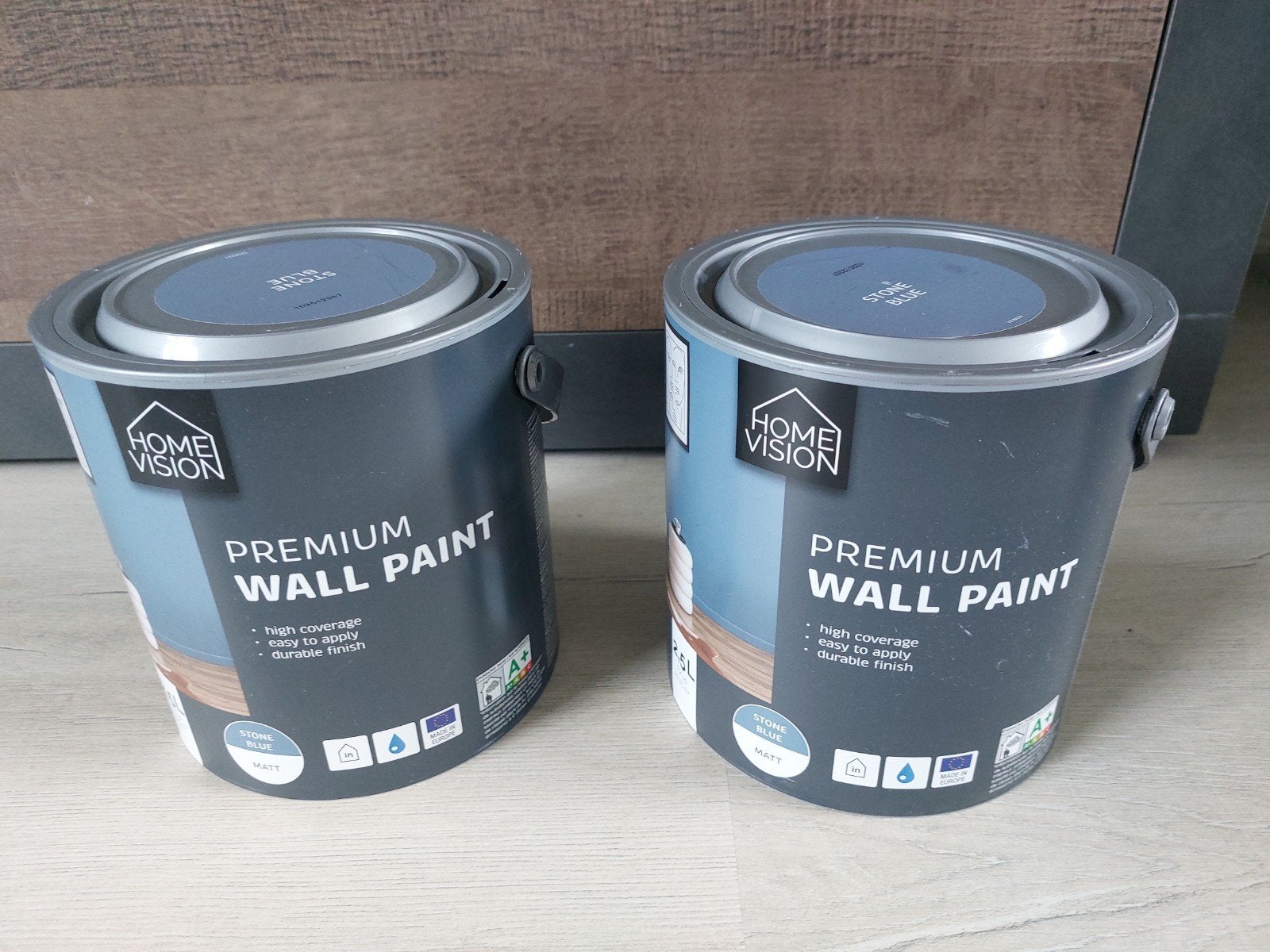 2 nieuwe blikken Premium Wall paint Home Vision Blue Stone, Ophalen of Verzenden, Nieuw, Blauw