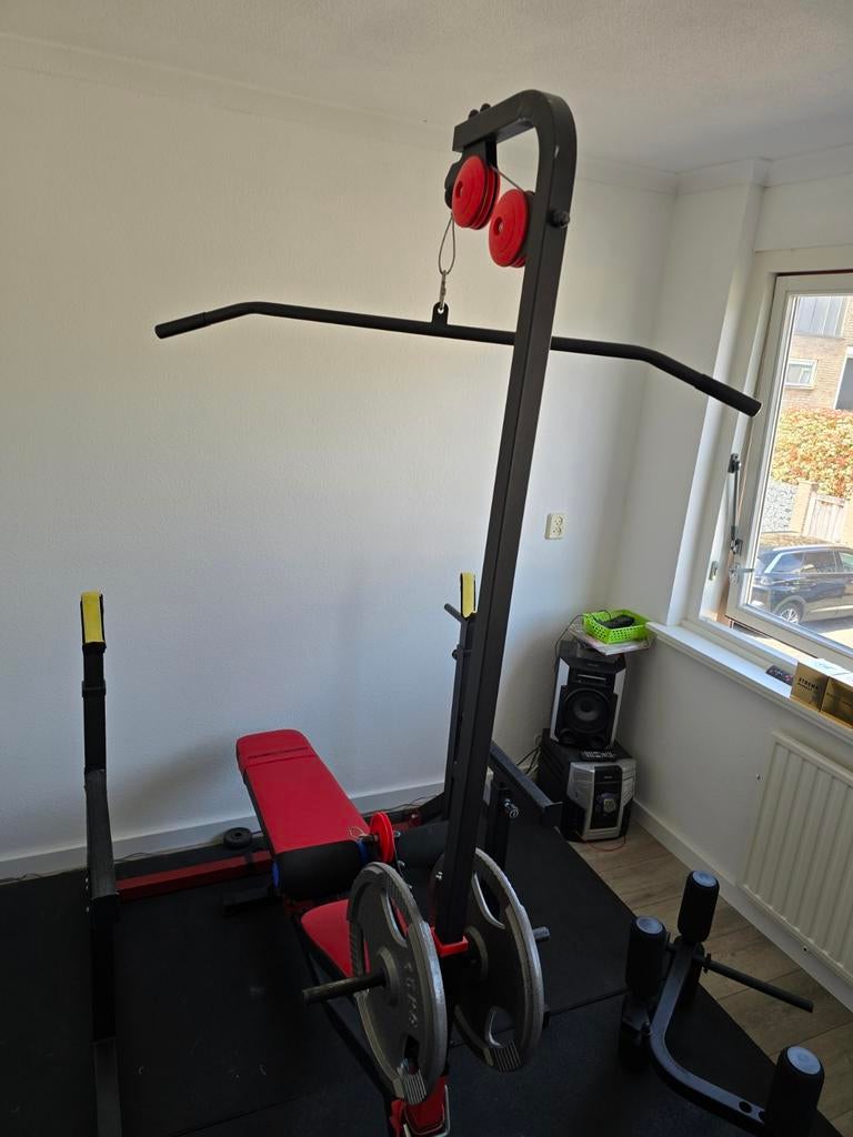 Marbo Sport verstelbare halterbank + cable station + legs, Ophalen, Zo goed als nieuw, Benen, Fitnessbank