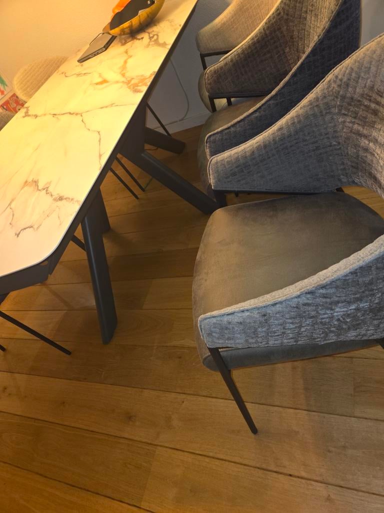 Eijerkamp Vegas keramische eettafel met 6 Nolan stoelen, Huis en Inrichting, Tafels | Eettafels, Ophalen, Overige materialen, 200 cm of meer