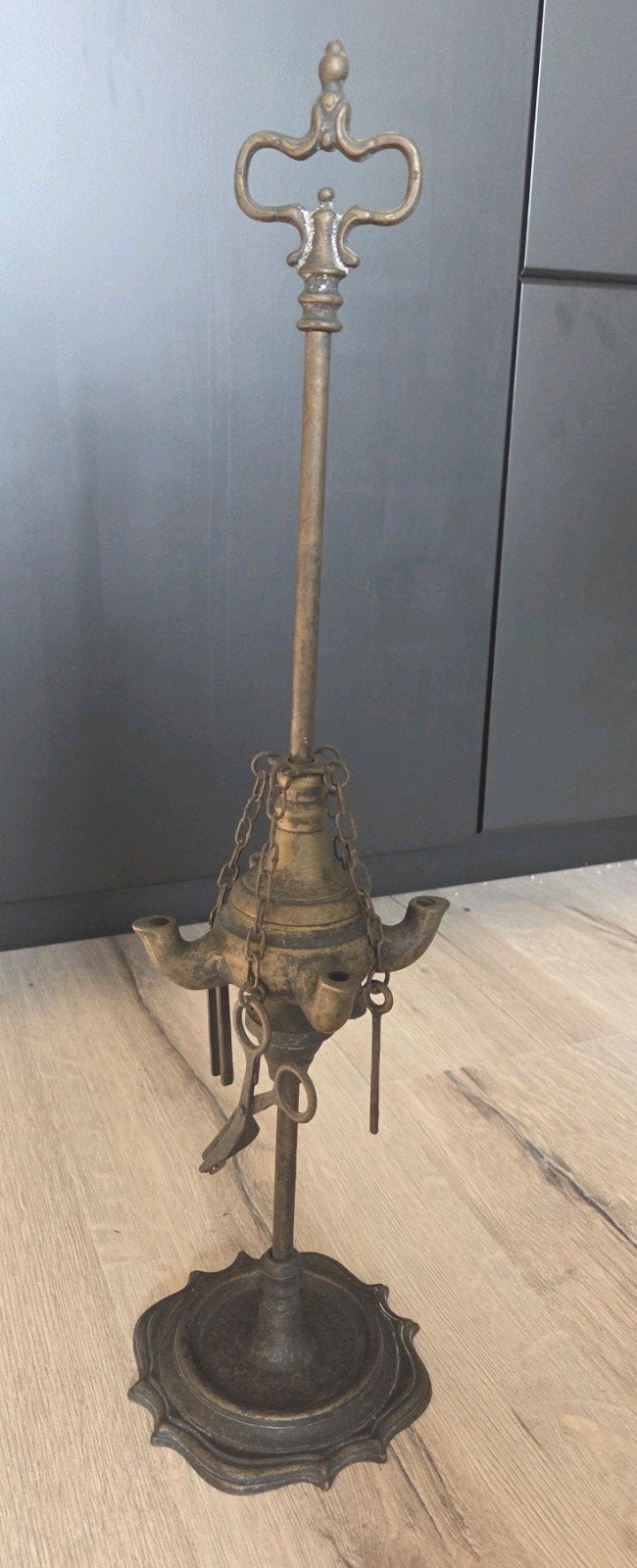 Antieke Florentijnse/Luzern olielamp op standaard, Ophalen of Verzenden