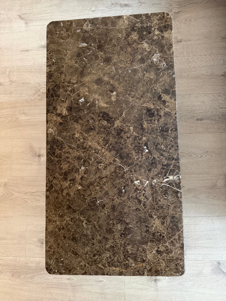 Salontafel van bruin marmer, Ophalen, Gebruikt, 100 tot 150 cm, 50 tot 100 cm