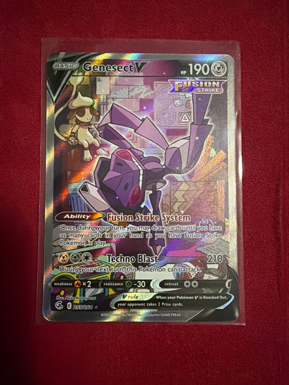 Genesect V Full Art Fusion Strike Pokémon Kaart, Ophalen of Verzenden, Zo goed als nieuw, Losse kaart, Foil