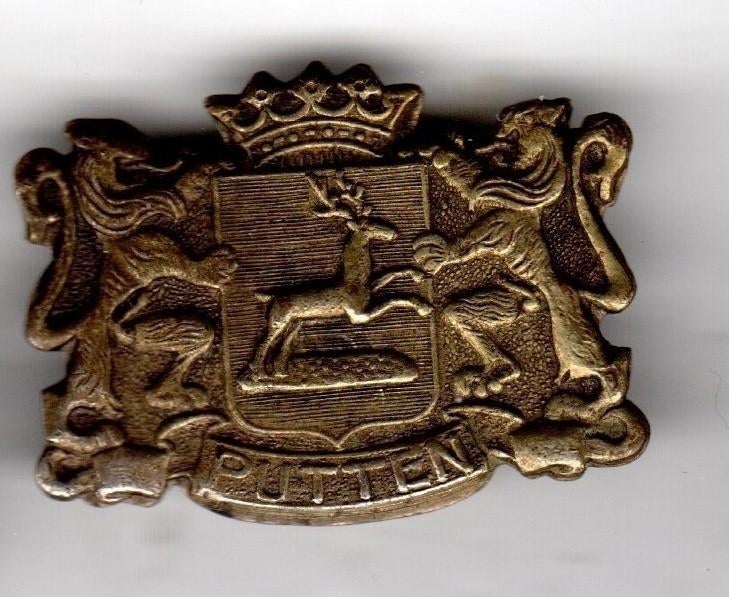 BROCHE SCHILD WAPEN PUTTEN LEEUWEN EDELHERT (A3), Verzamelen, Speldjes, Pins en Buttons, Ophalen of Verzenden, Gebruikt, Overige onderwerpen