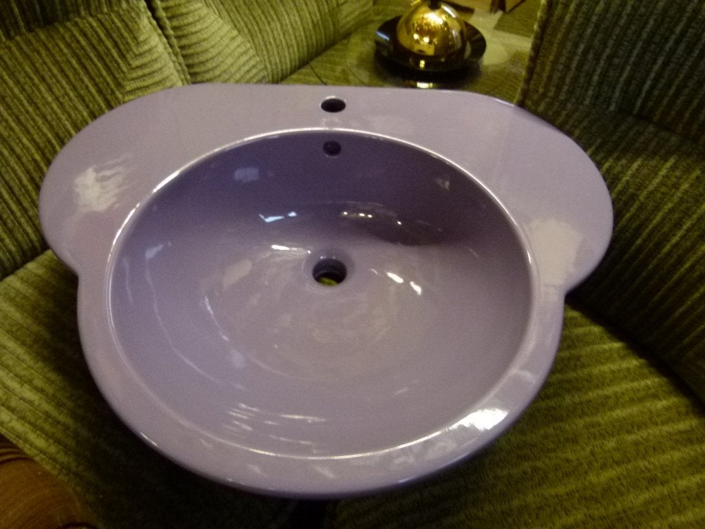 Vintage wastafel lavabo lila 1982 FN, Ophalen, Zo goed als nieuw, Steen, Wastafel