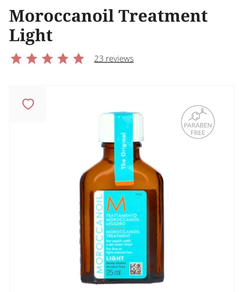 Haarolie Moroccanoil light 25ml €9,99, Ophalen, Zo goed als nieuw, Haarverzorger of -hersteller