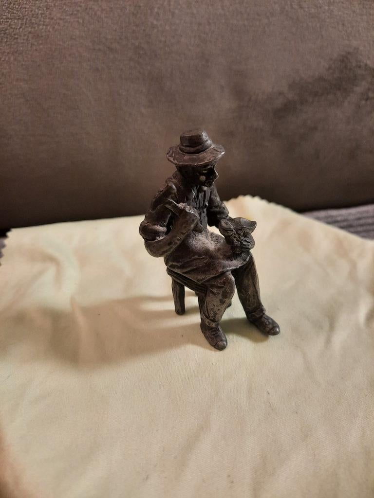 Oud metalen figuurtje van schoenmaker, Verzamelen, Beelden en Beeldjes, Ophalen of Verzenden