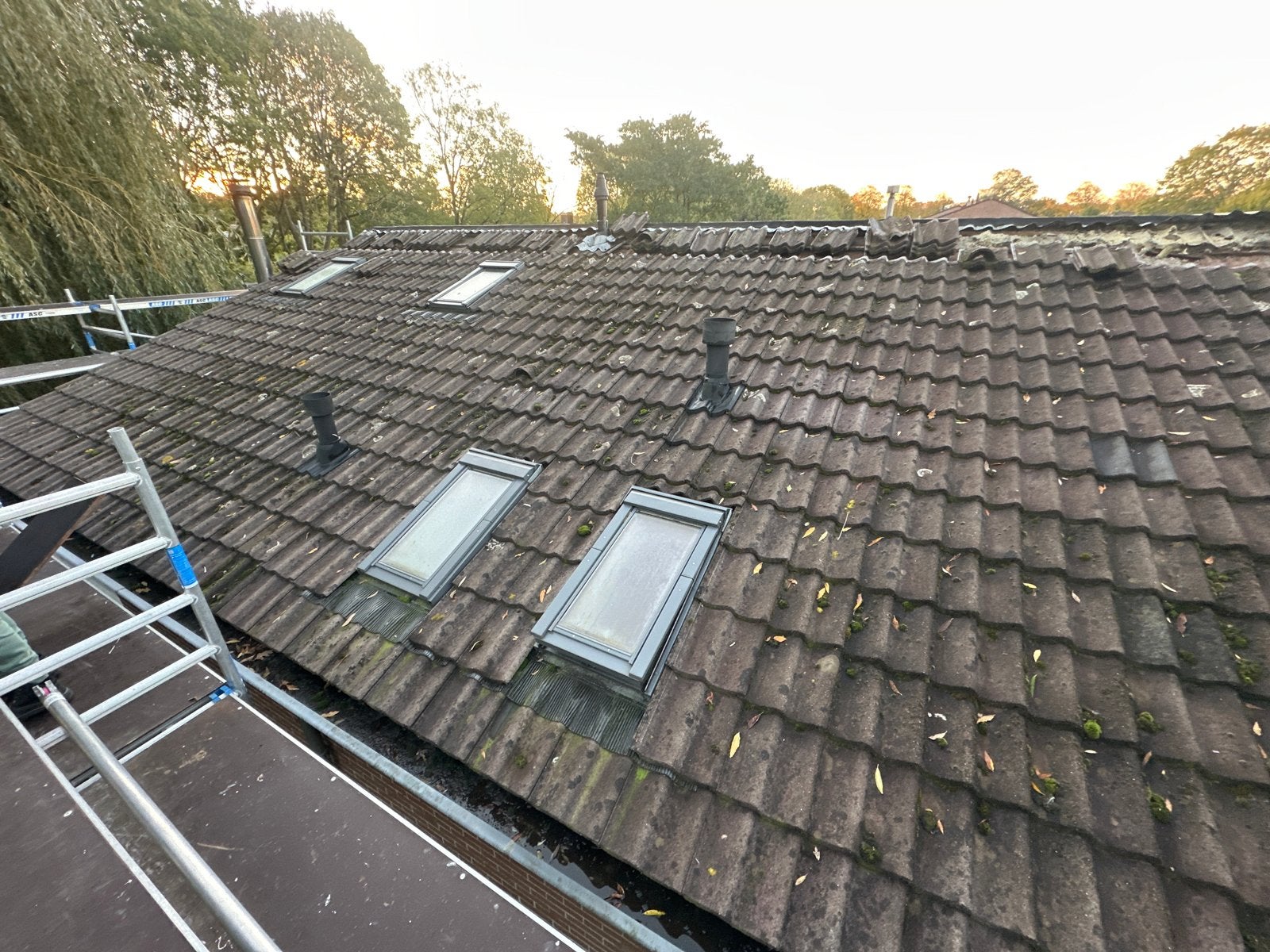500 bruine Sneldekpannen met 15 kantpannen, Gebruikt, Ophalen of Verzenden, Dakpannen, Overige kleuren