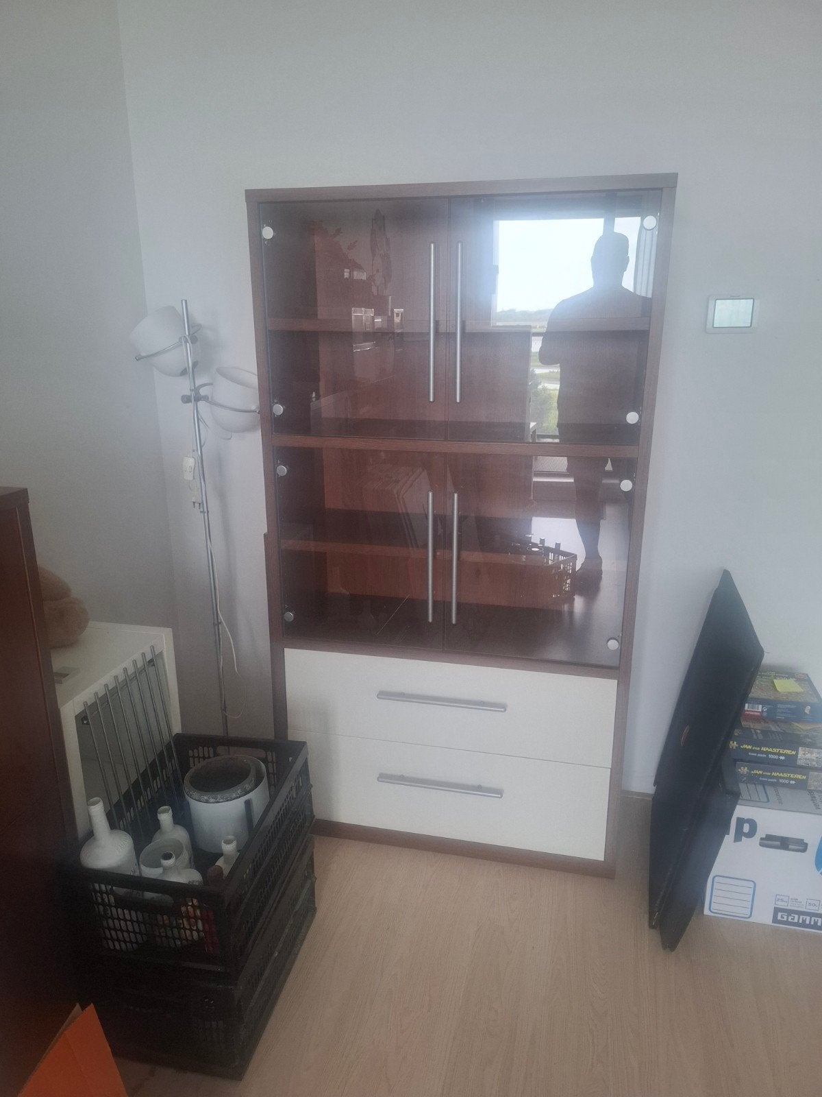 IKEA Servieskast met glazen deuren en lades - 76x178x40 cm, Gebruikt, Met deur(en), 25 tot 50 cm, 50 tot 100 cm