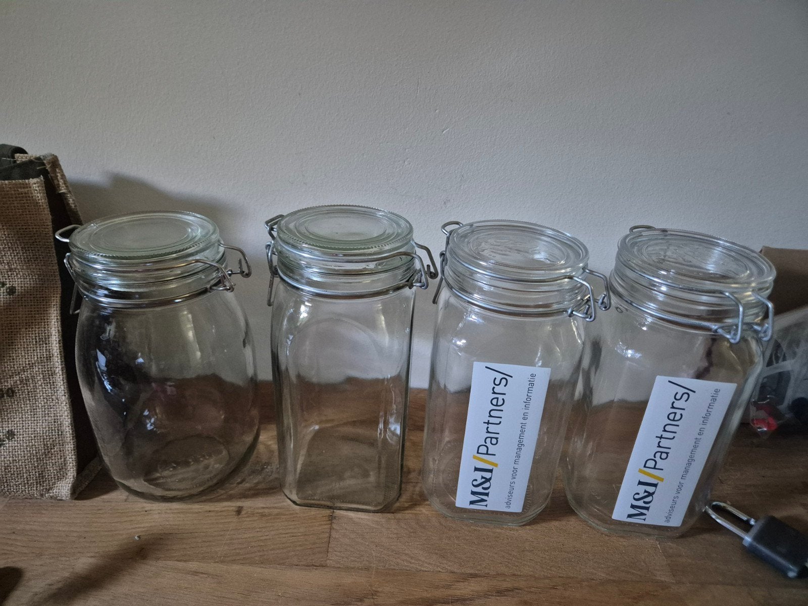 4 grote wekpotten, Ophalen of Verzenden, Gebruikt, Glas