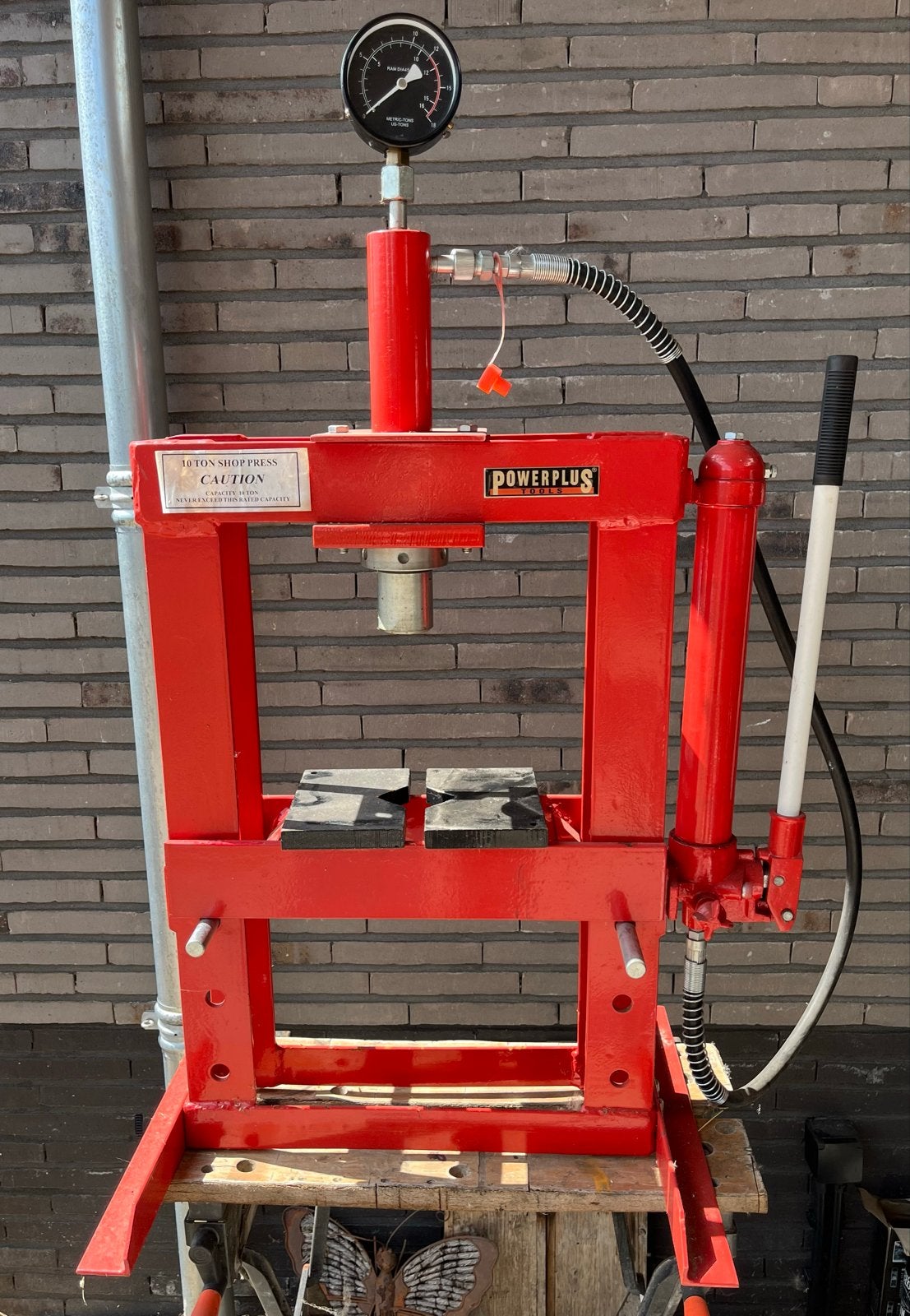 Powerplus hydraulische werkplaats pers met manometer., Doe-het-zelf en Verbouw, Ophalen, Nieuw