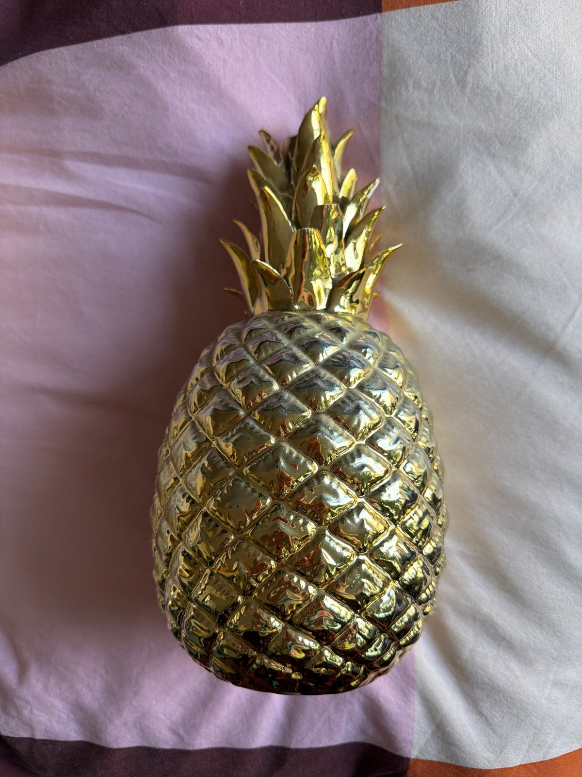 Gouden Ananas Decoratiebeeld, Ophalen of Verzenden, Zo goed als nieuw, Goud, Metaal